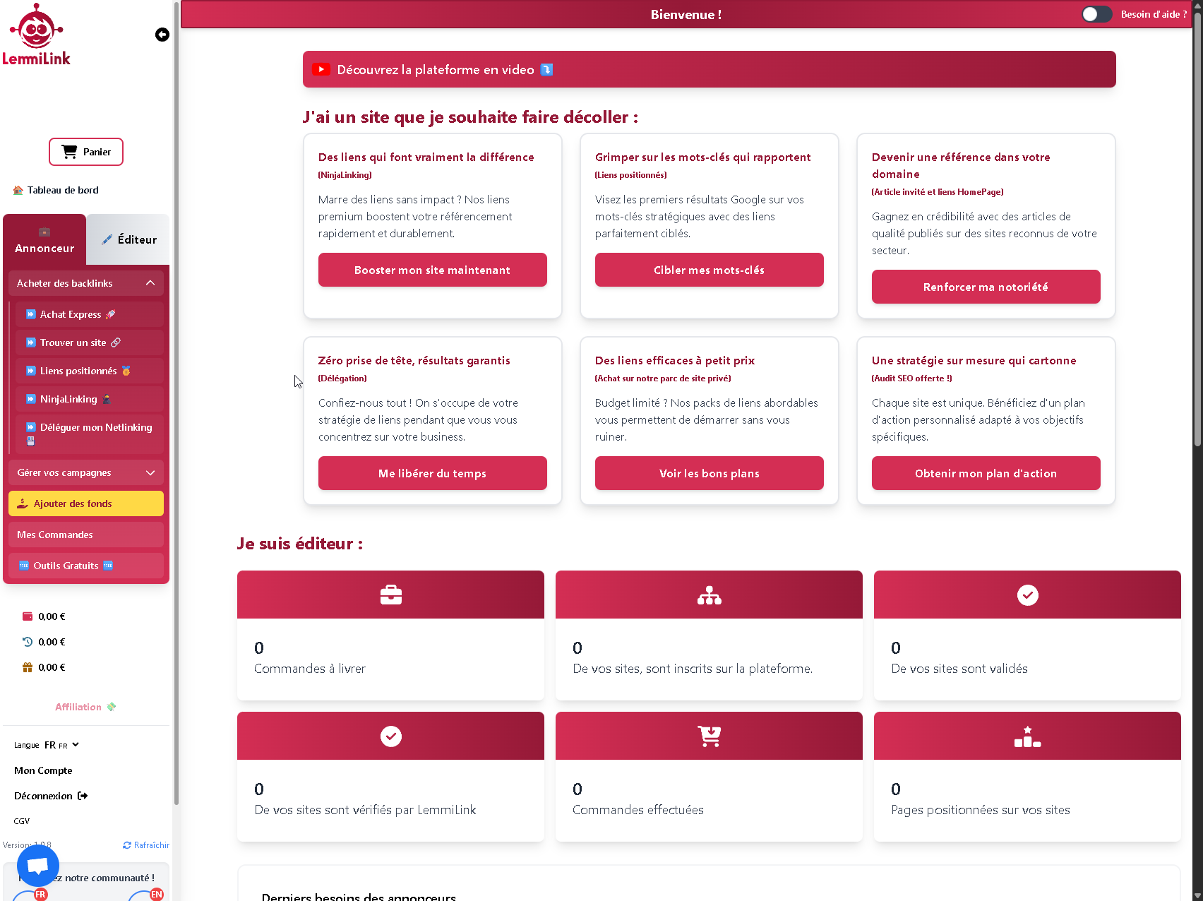 Dashboard Principal LemmiLink