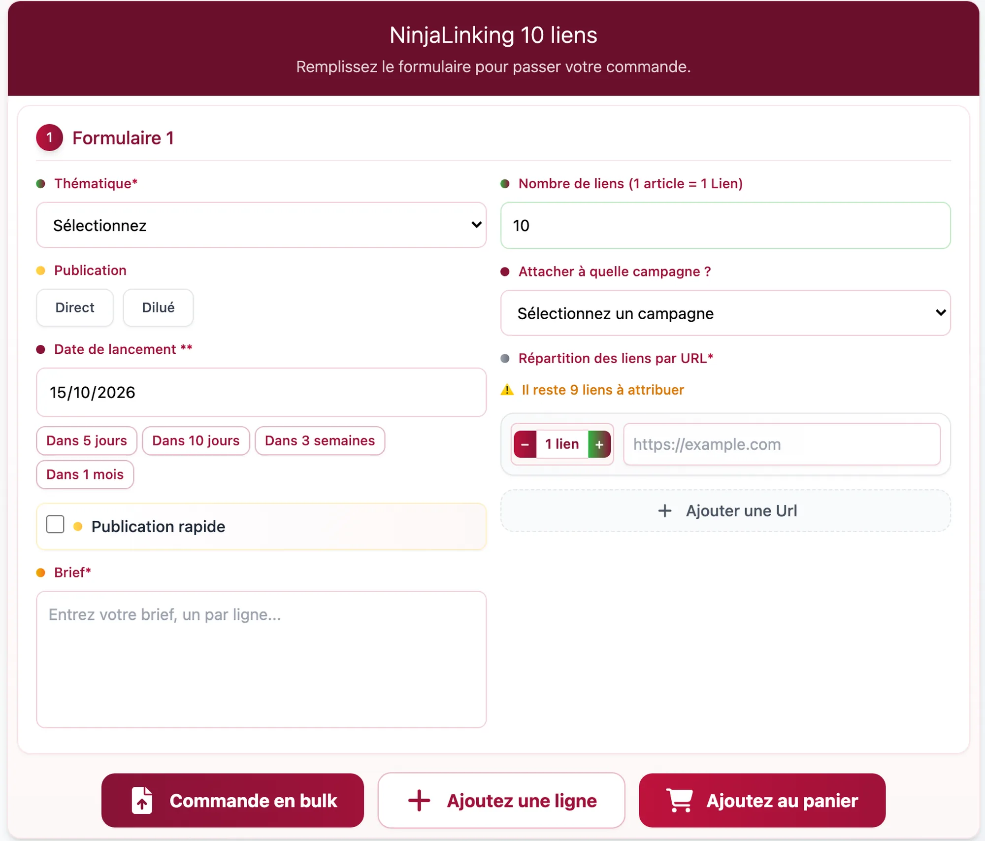 Interface NinjaLinking LemmiLink