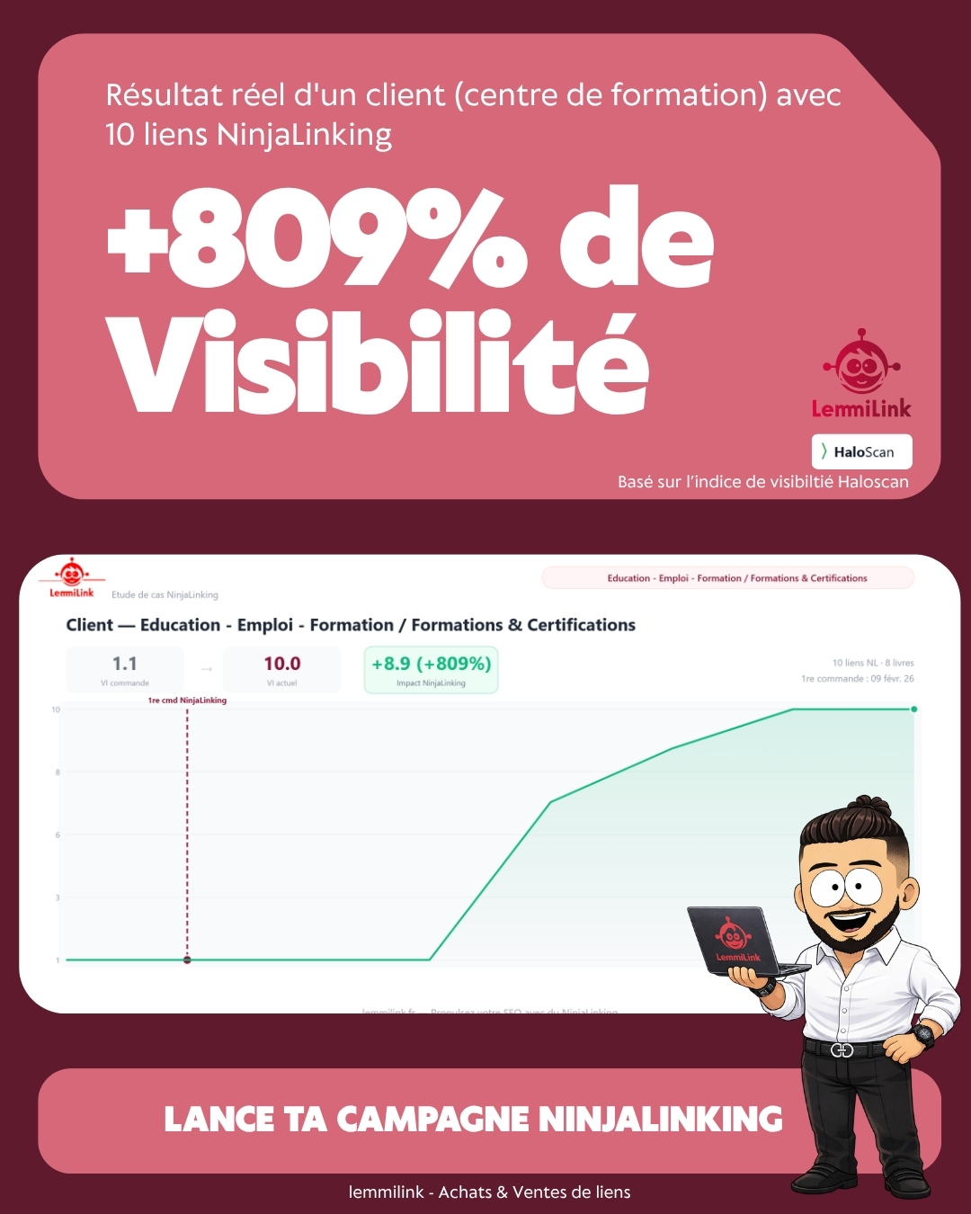 Formation +809% visibilité - 10 liens NinjaLinking