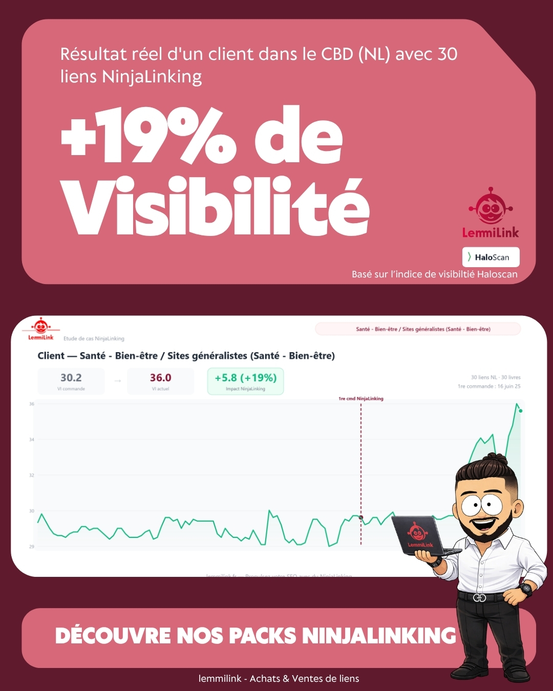 CBD +19% visibilité - 30 liens NinjaLinking