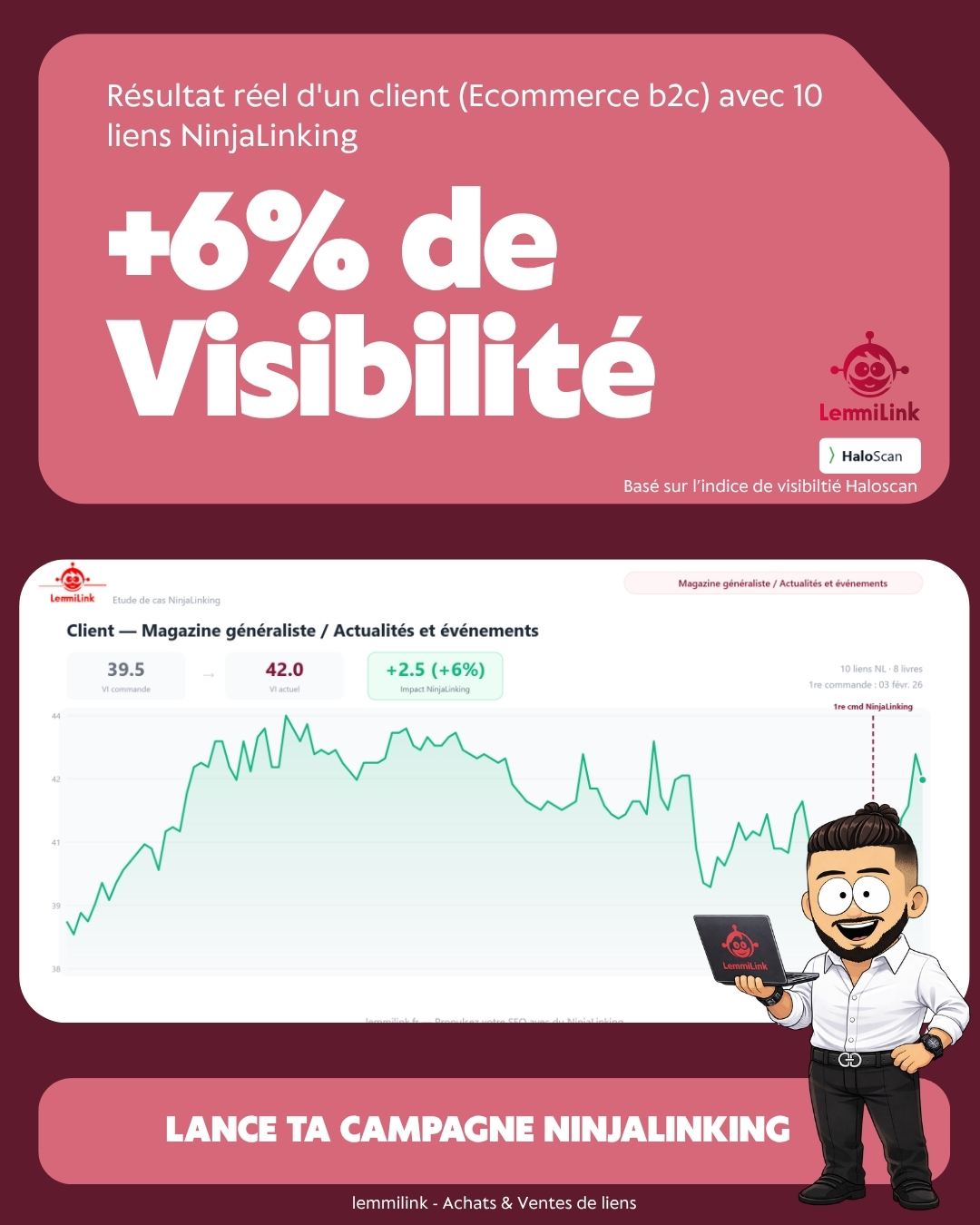 Ecommerce +6% visibilité - 10 liens NinjaLinking