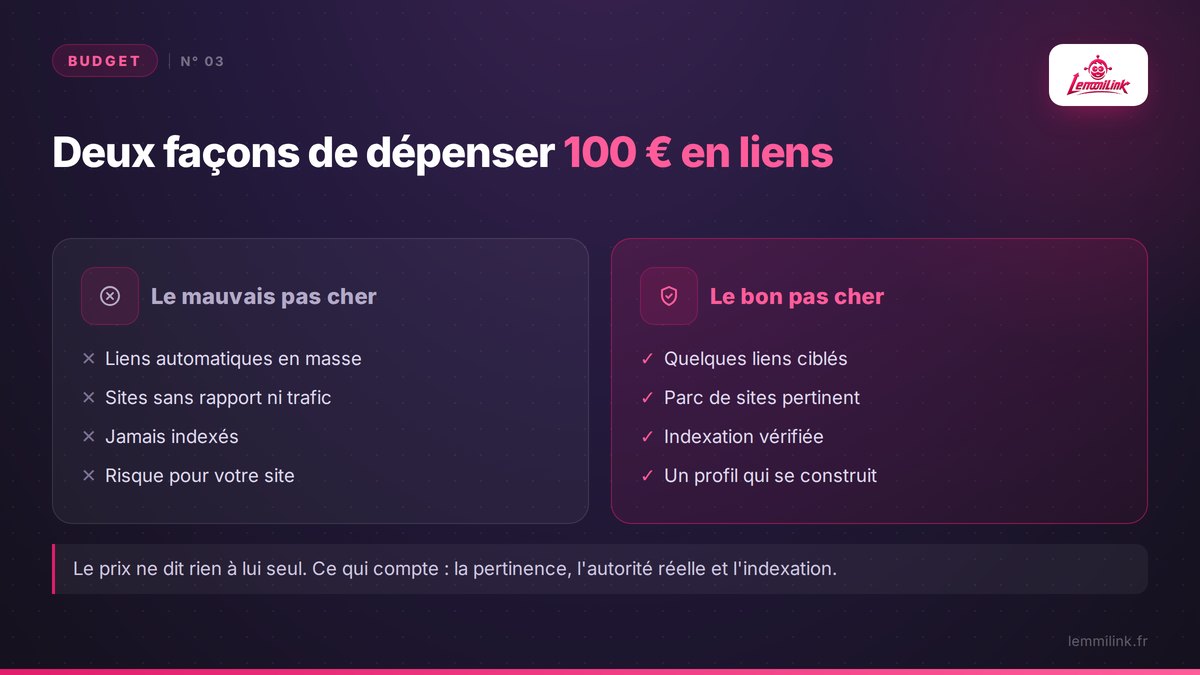 Deux façons de dépenser 100 € en liens